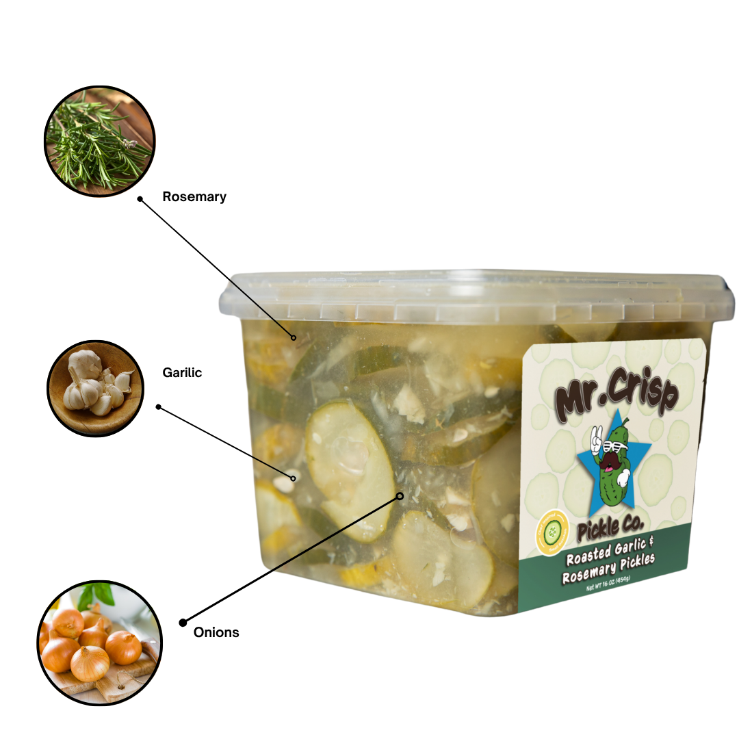 Roasted Garlic & Rosemary Pickles